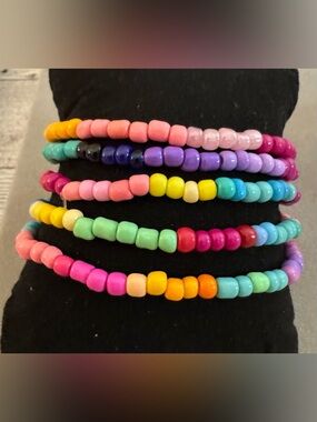 Multicolor Seed Bead Bracelet Set of 5